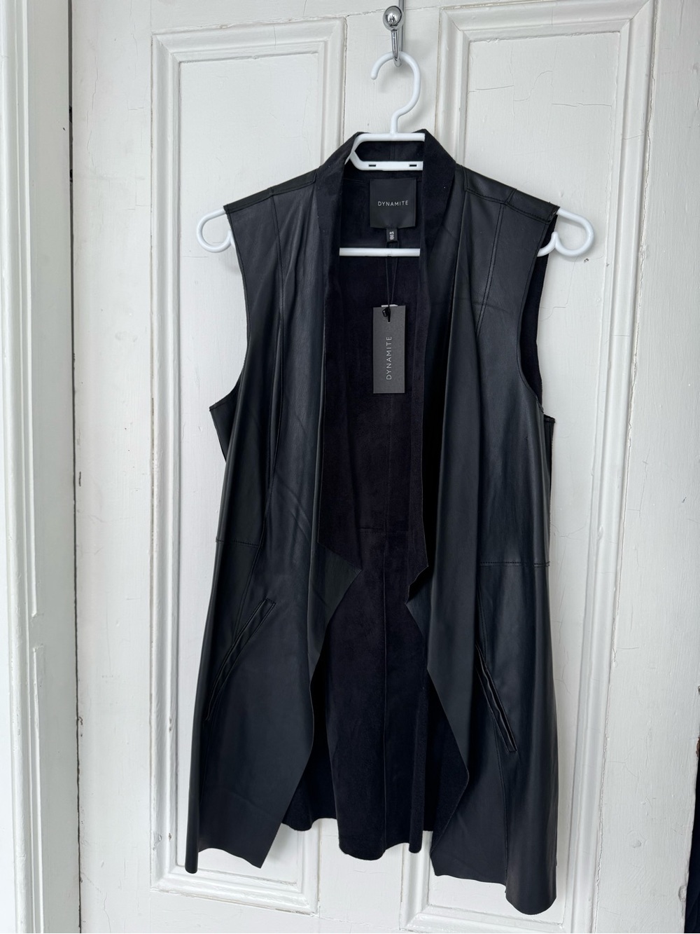 Dynamite Black Sleeveless Leather Vest